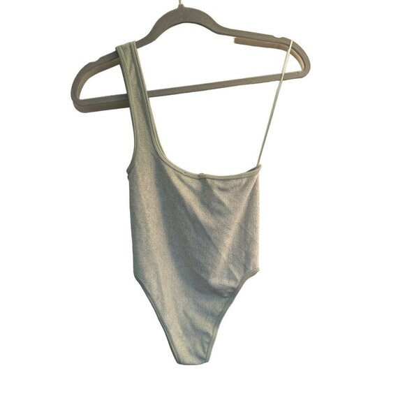 NWT ZARA green terrycloth one shoulder body suit size XS/S - Picture 2 of 6